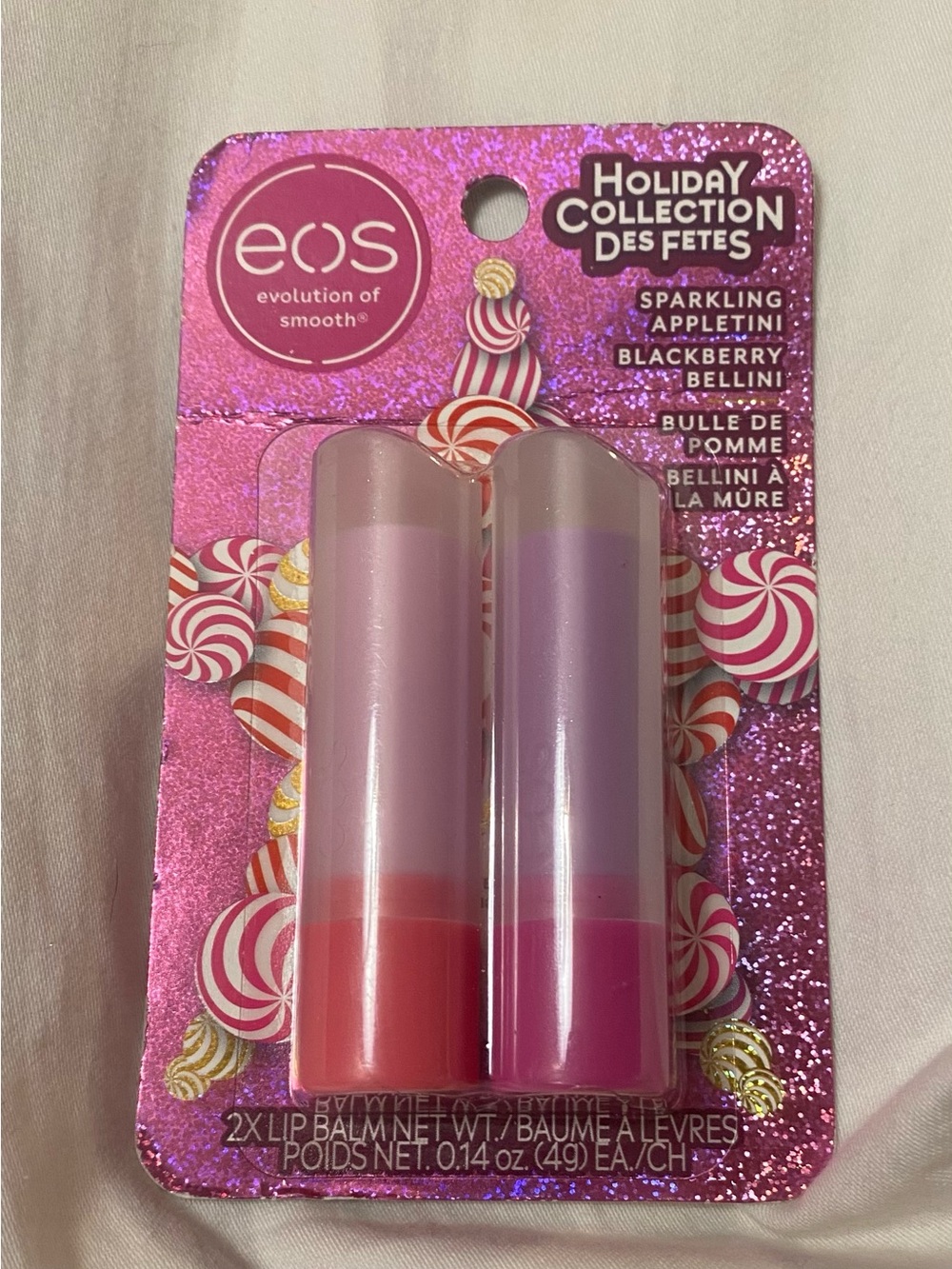 EOS Holiday Collection Lip Balm Duo Sparkling Appletini Blackberry Bellini